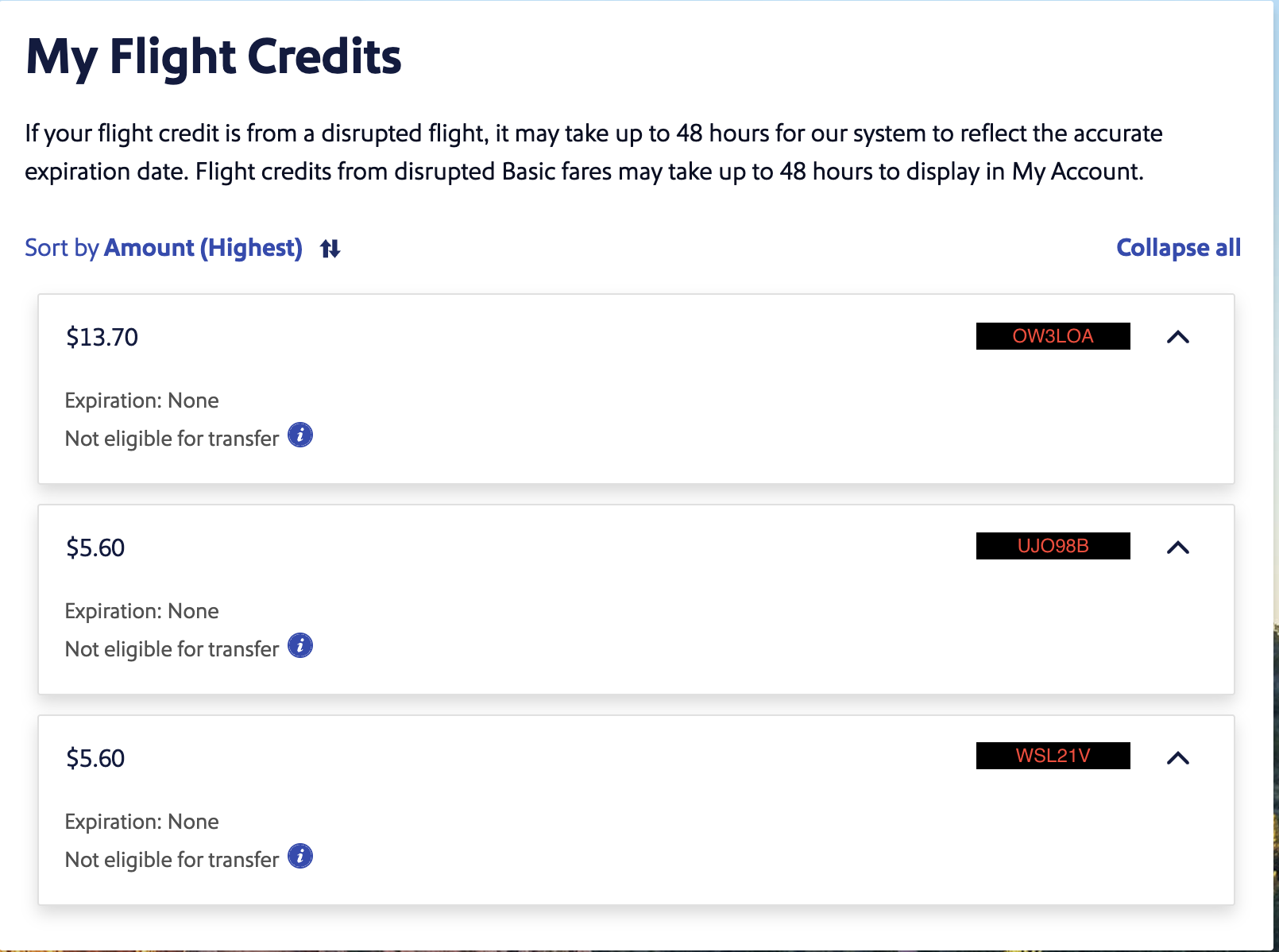 Southwest My Credits